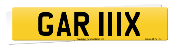 Registration number GAR 111X